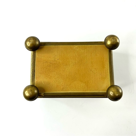 Vintage Footed Glass Trinket Casket  Display Box Bird Rose Mirrored Bottom - Picture 4 of 7